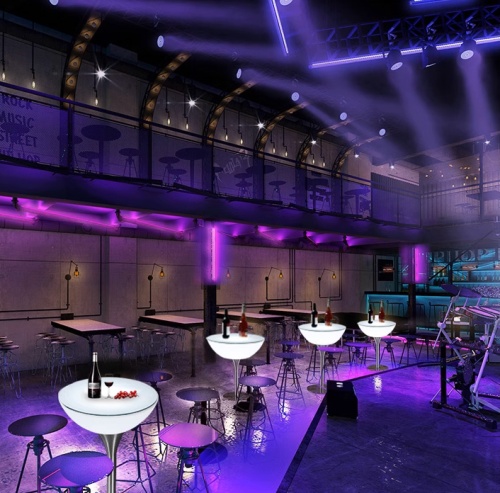 Стол светящийся квадратный на металическом основании 60х60х106