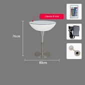 Стол светящийся круглый на металическом основании 80х80х76